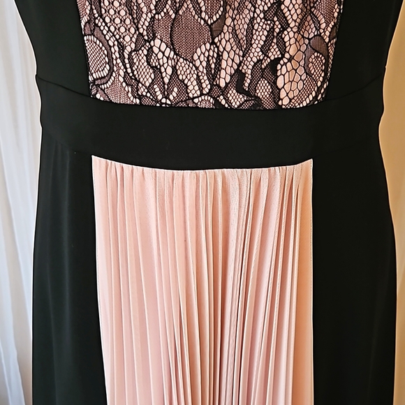 NWOT- JS Collections Black&Blush Pink Dress w/ Lace and Chiffon Netting Details - Picture 4 of 11